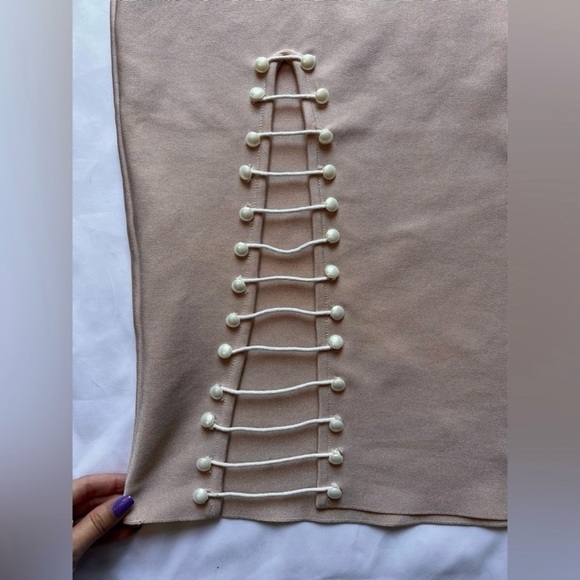 Boutique Blush Pink Ribbed Pearl Co Ord Set Large - Picture 6 of 15